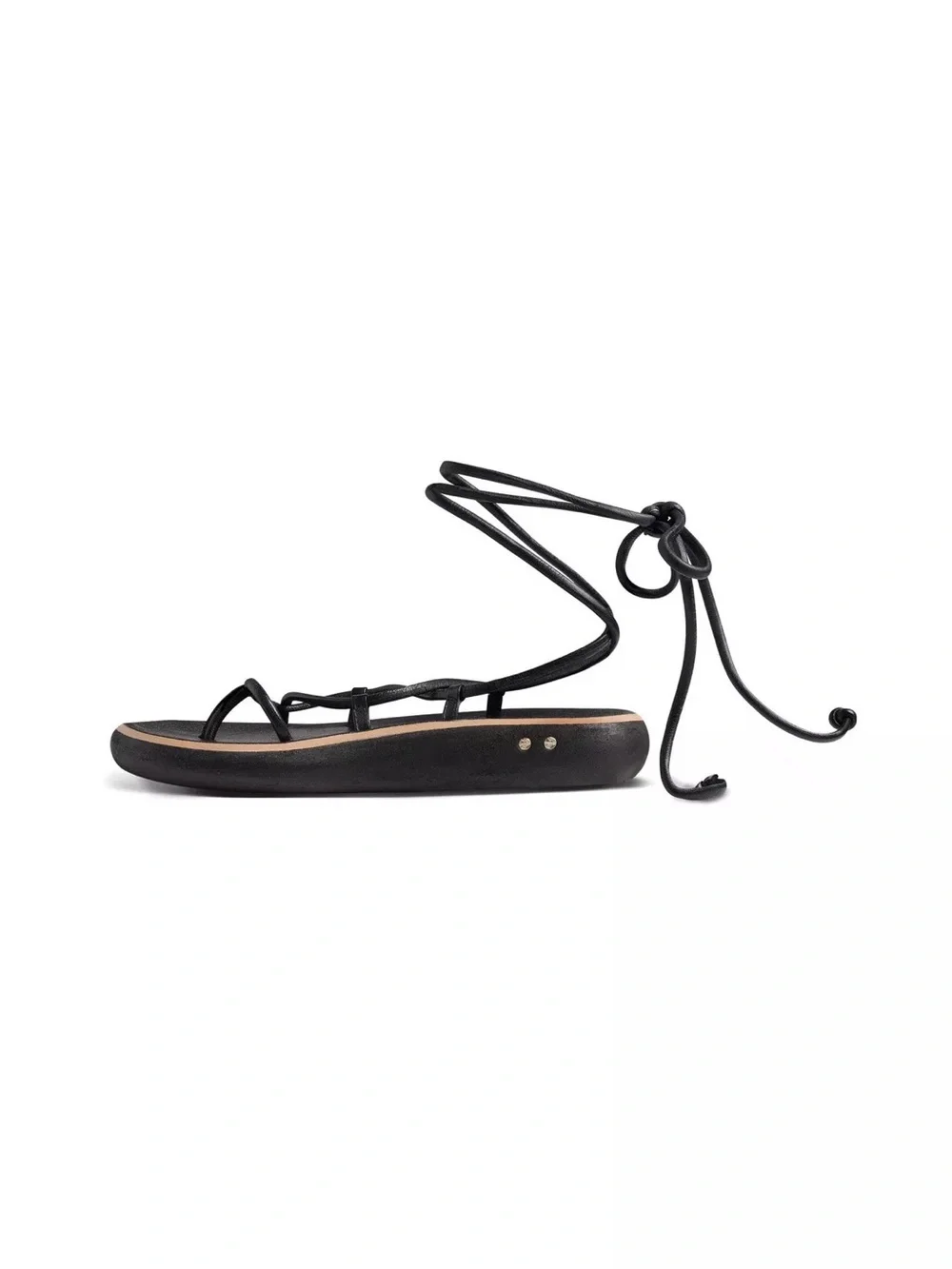 BEEK Chirp Ankle Tie Gladiator Strappy Sandal Black Leather Size 10